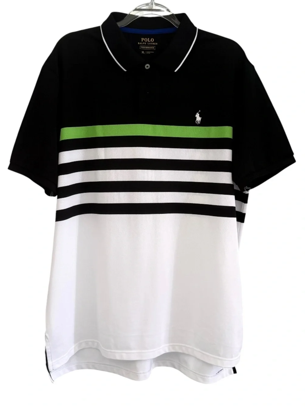 Polo Ralph Lauren Performance White & Black Stripe Polo Shirt XL Mens